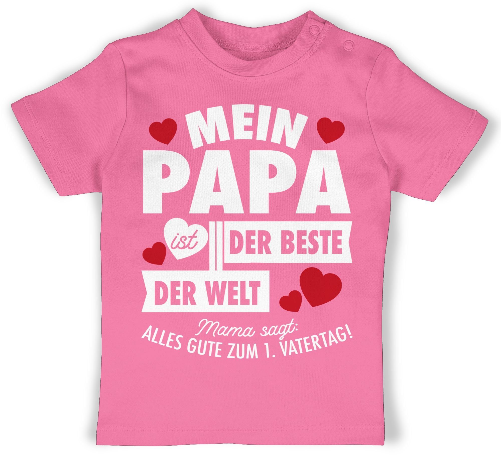 Shirtracer T-Shirt Mein Papa ist der Beste der Welt - weiß Geschenk Vatertag Baby 2 Pink
