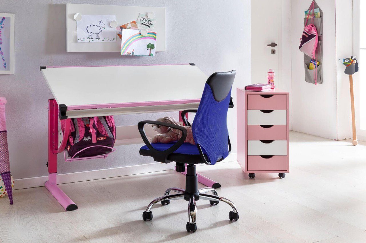 Bürostuhl Kinder-Schreibtischstuhl tinkaro MAURI Kunstleder/Textil Schwarz/Blau