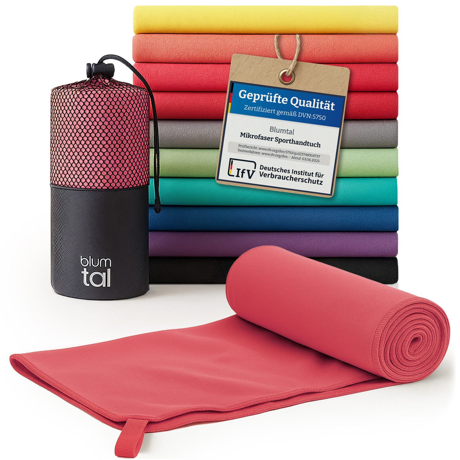 Blumtal Sporthandtuch Mikrofaser Handtuch - kompakte Mikrofaser Handtücher, Mikrofaser (inkl. Transporttasche, einzeln oder als Set verfügbar, 1-St), ultra leicht & schnelltrocknend, Reisehandtuch, Strandhandtuch