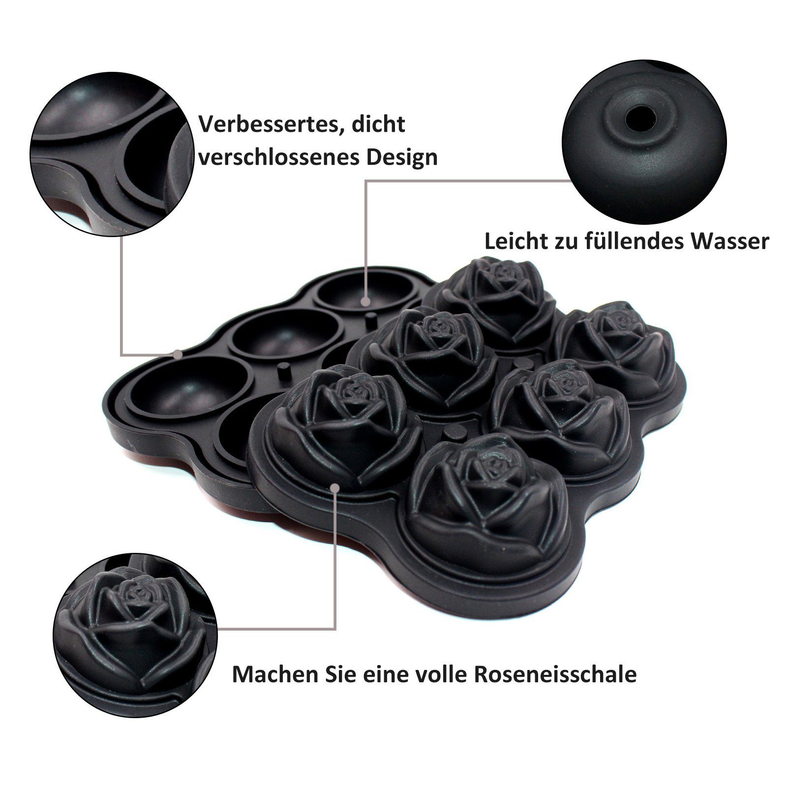 Silikon,Eiswürfelform Material mit Eiswürfelform,2er Silikon Deckel,Cocktail Eiswürfelform Set Valentinstagsgeschenk, CALIYO Barkeeper Besondere Eiswürfel StereoskopischEiswürfelform Formen/Lebensmittelgeeignetes