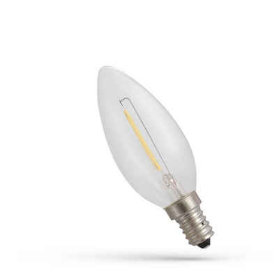 SpectrumLED LED-Leuchtmittel LED E14 C35 Filament klar 1W 230V 60lm Kerze 300° Extra Warmweiß 1800K, E14, Extra-Warmweiß