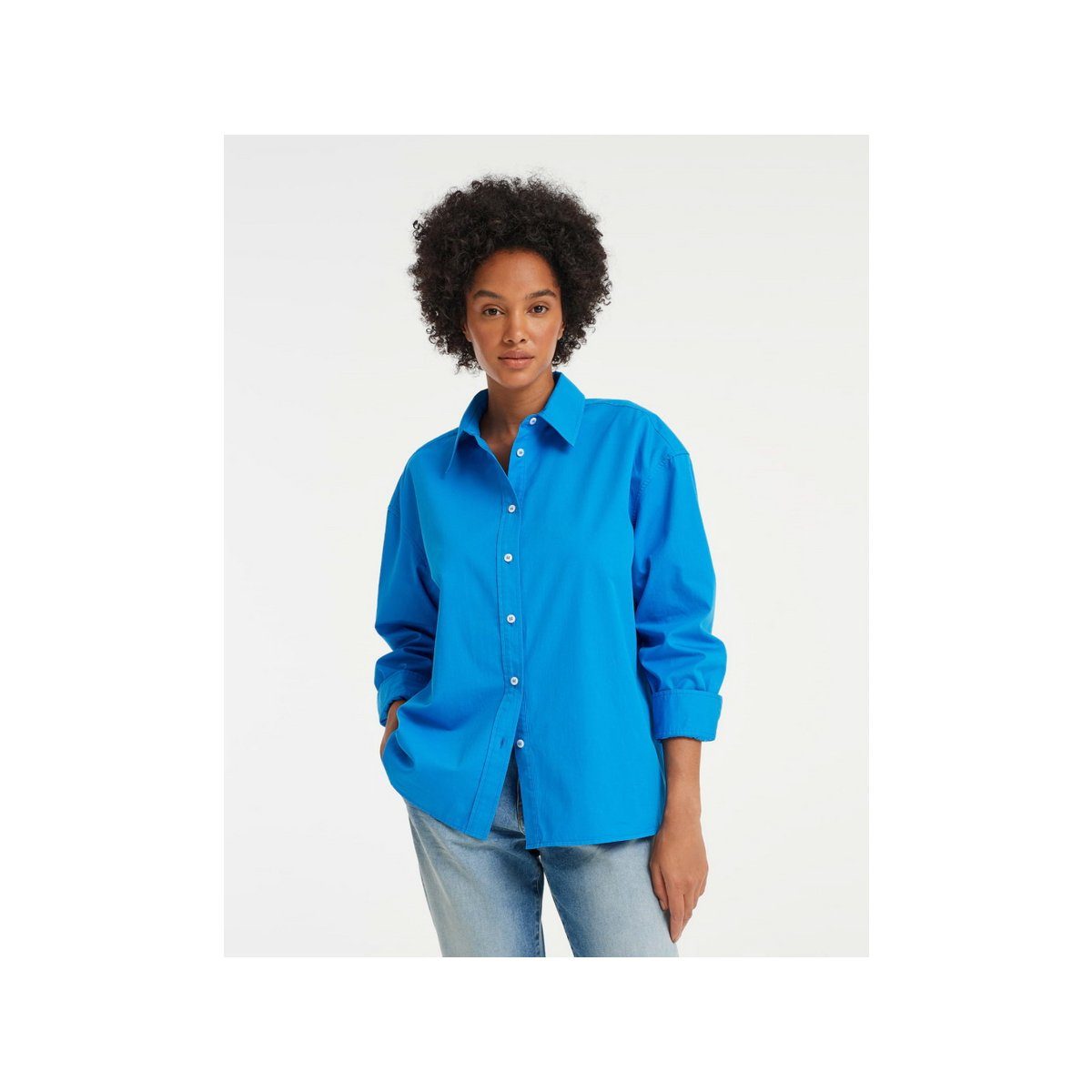 Longbluse Longbluse für Damen in blau