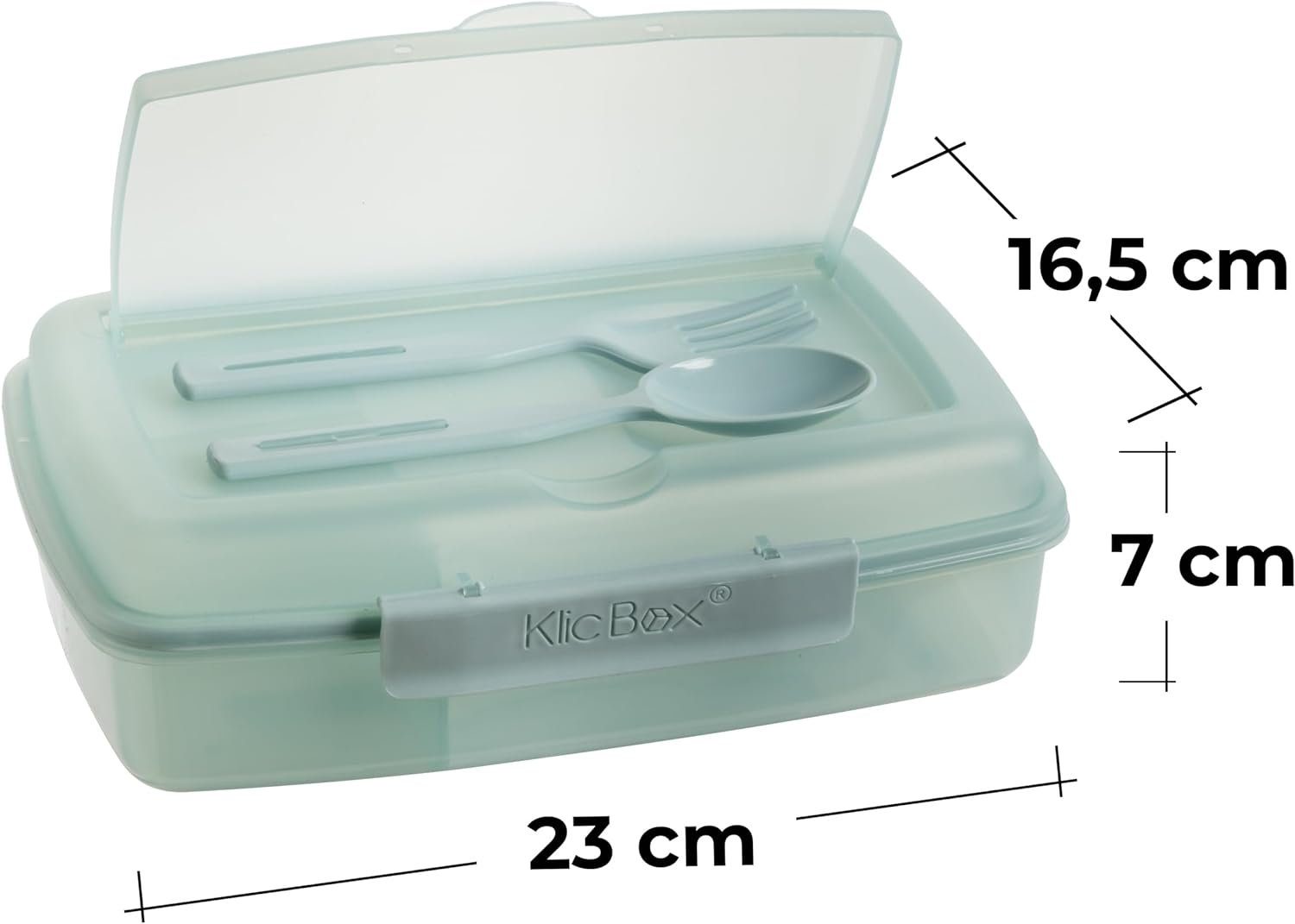 und Silicondichtung Brotdose mit Clickverschluss, Erwachsene Kinder Lunchbox Fächern und Centi und Brotdose Besteck, mit Fächern Kunstoff, (3er Set),