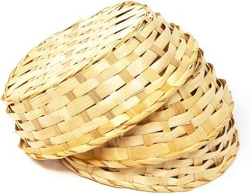 Lashuma Dekokorb beige (Set, 3 St., 3er Set), Flechtkörbe oval, Handgemachte Bambuskörbchen 23x17 cm