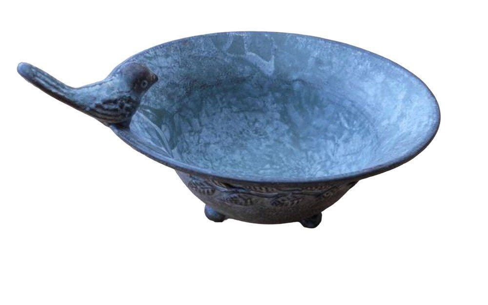 Deko-Impression Vogeltränke Vogeltränke Vogelbad Vogel-Futterstelle Eisen massiv grau D 17 cm