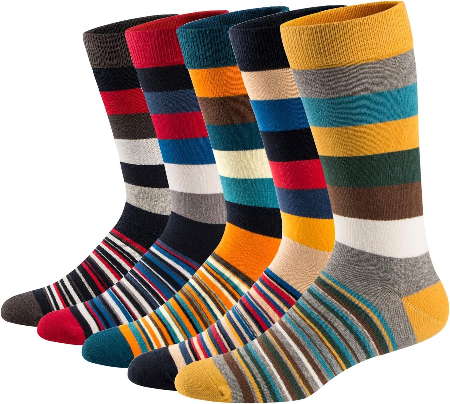 Alster Herz Freizeitsocken 5 Paar Herren Socken bunt Streifen Ringel, Baumwollmix 39-46, A0574 (10-Paar) aus BAUMWOLLE in verschiedenen MUSTERN