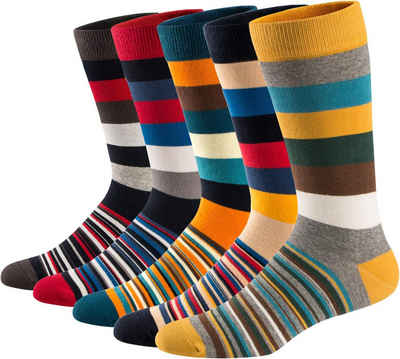 Alster Herz Freizeitsocken 5 Paar Herren Socken bunt Streifen Ringel, Baumwollmix 39-46, A0574 (5-Paar) aus BAUMWOLLE in verschiedenen MUSTERN