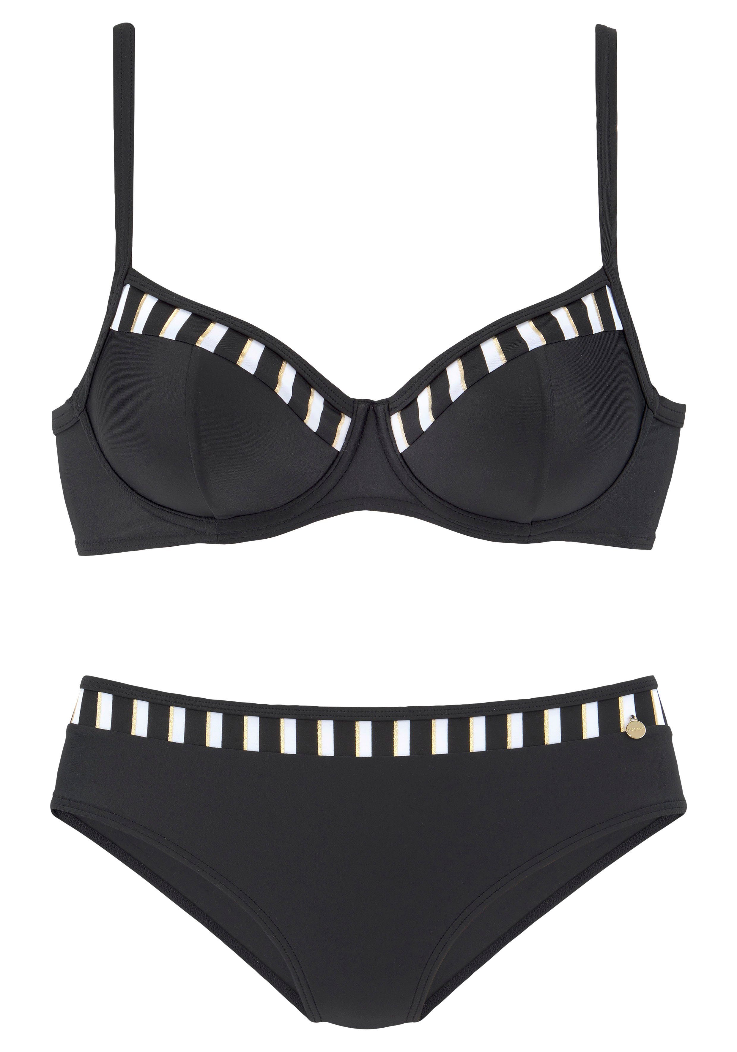 LASCANA Bügel-Bikini mit goldfarbenen Streifen günstig online kaufen