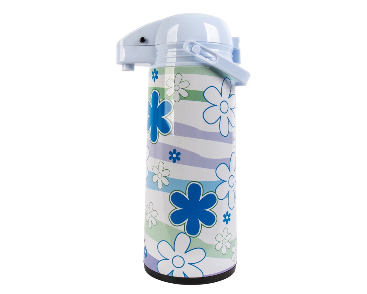 EUROHOME Pump-Isolierkanne EUROHOME Airpot Isolierkanne 1,9L – Thermoskanne Flowers, 1,9 l, (Pumpkanne 1,9l), Vielseitige Isolierkanne für Kaffee, Tee und mehr