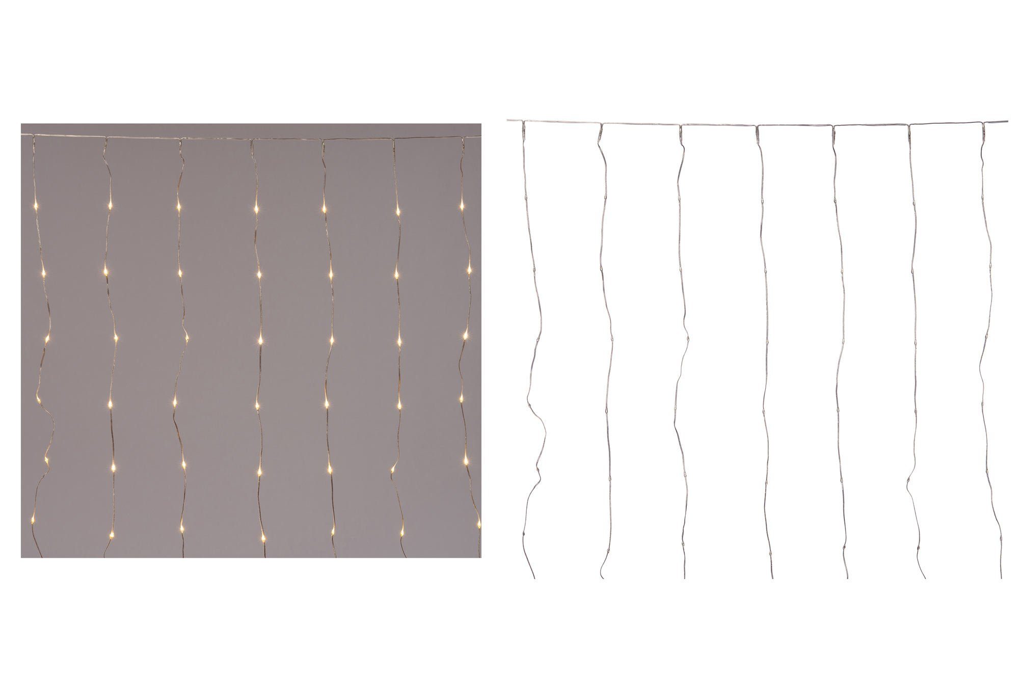 Coen Bakker Deco BV LED-Lichtervorhang Flex Wire, für Außen 2x1,4m Dimmer Timer 280 LED warmweiß | Lichtervorhänge