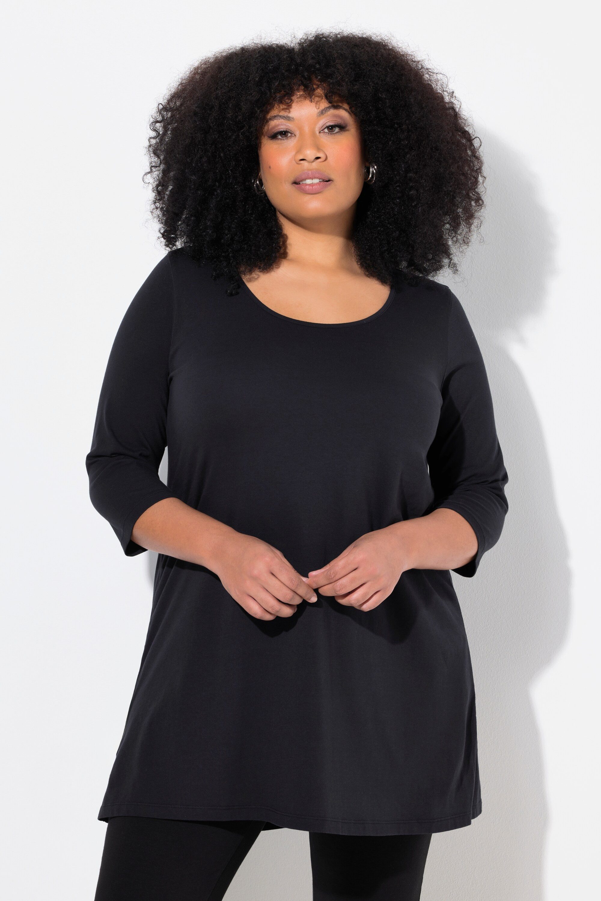 Ulla Popken Longshirt Longshirt A-Linie Rundhalsausschnitt günstig online kaufen