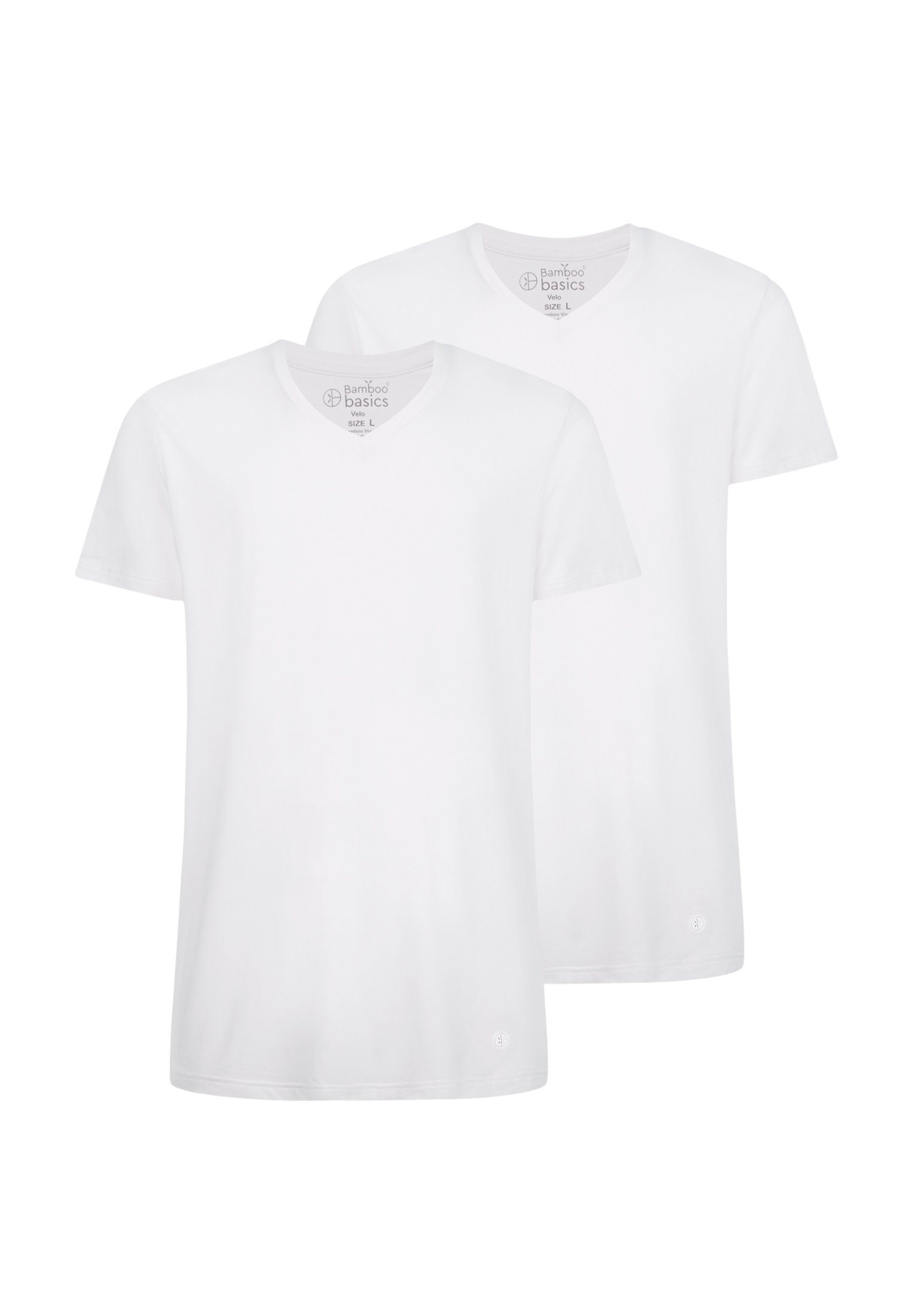 T-Shirt Cotton Optical Bamboo basics White Organic (2-tlg) Velo