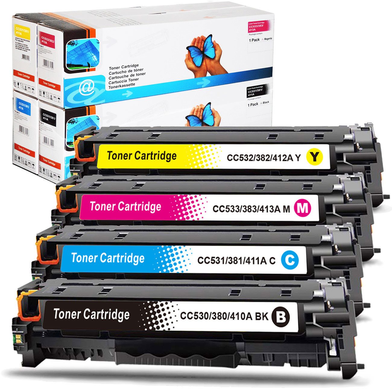 Tonerkartusche Kompatibel HP 304A Multipack 4-Farben (Schwarz, Cyan, Magenta, Gelb), für HP Color LaserJet CP 2025