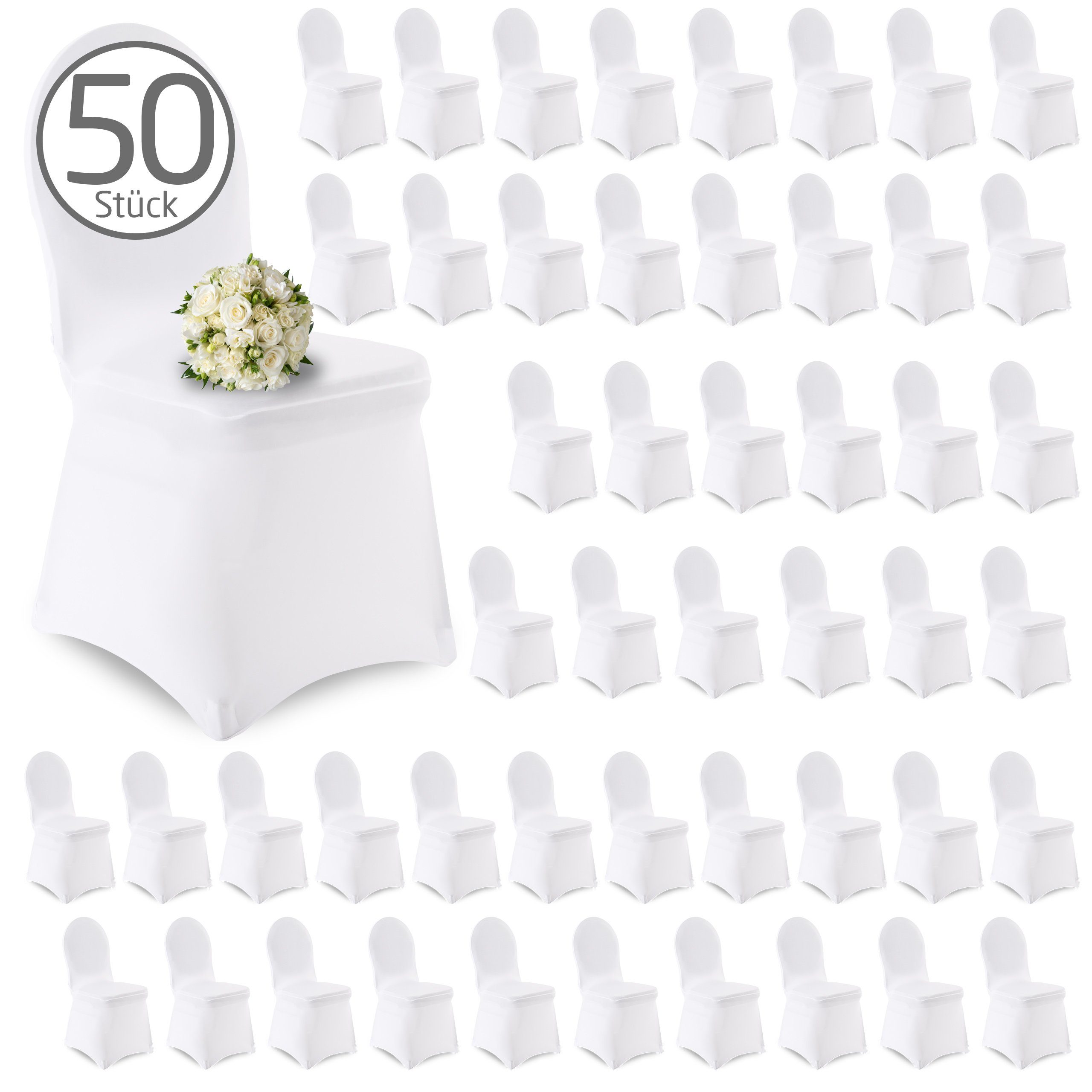 Preisvergleich für Stuhlhusse »50er-Set CINDERELLA, WEIß, runde Lehne ...