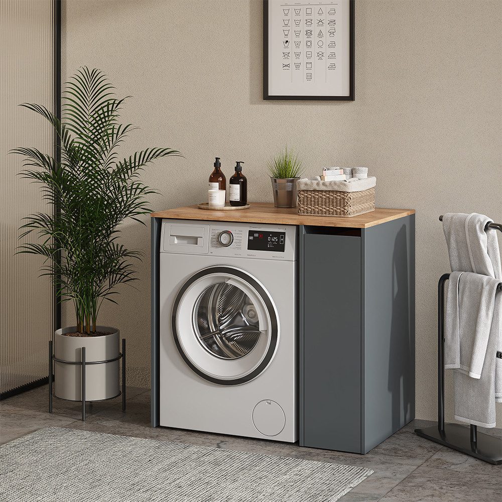 Vicco Waschmaschinenumbauschrank Viktor, Anthrazit/Goldkraft Eiche, 93.6 x 88.2 cm Waschmaschinenunt...