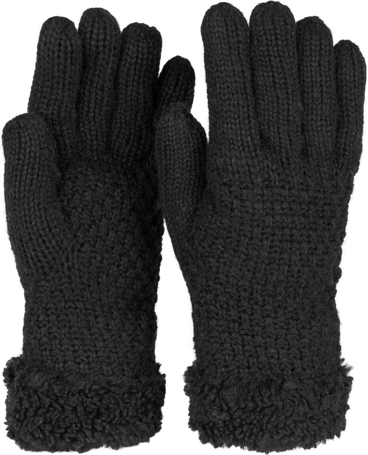 styleBREAKER Strickhandschuhe Strickhandschuhe mit Perlmuster und Fleece Schwarz