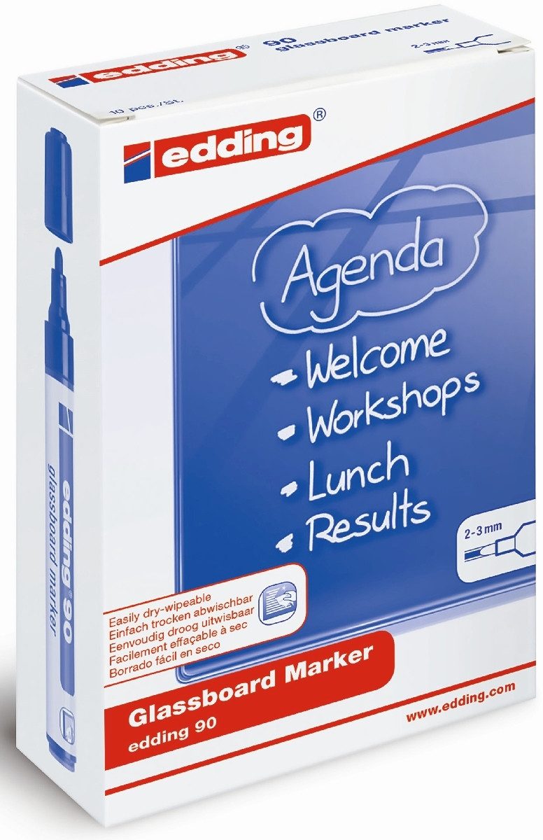 Whiteboard Marker Glasboard-Marker edding 90 2-3mm VE=10 Stück sortiert