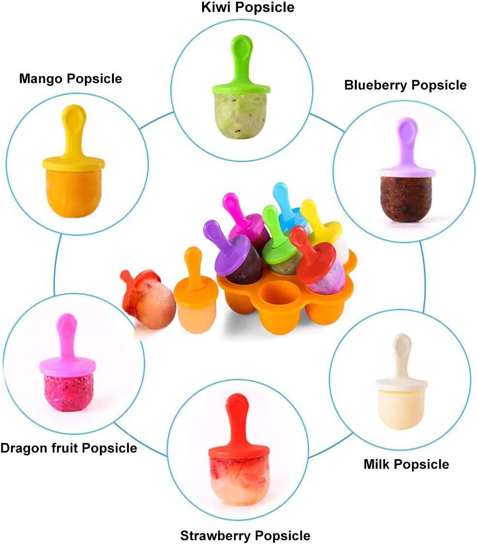 FELIXLEO Eisform Silikon Eisformenfür Eis am Stiel, Mini Popsicle Formen Lila & Orange., (2-tlg)