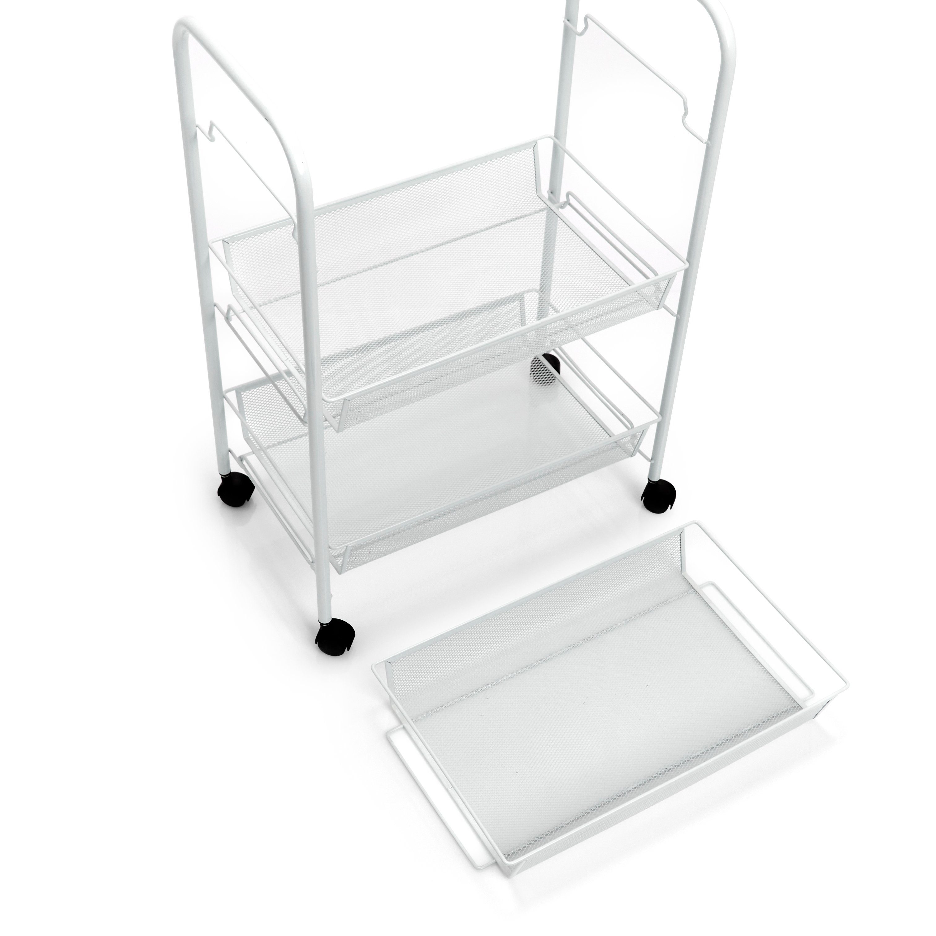 Zeller Present Rollwagen Etagen-Rollwagen, Mesh, weiß, Metall, 43,5 x 26 x 62,5 cm