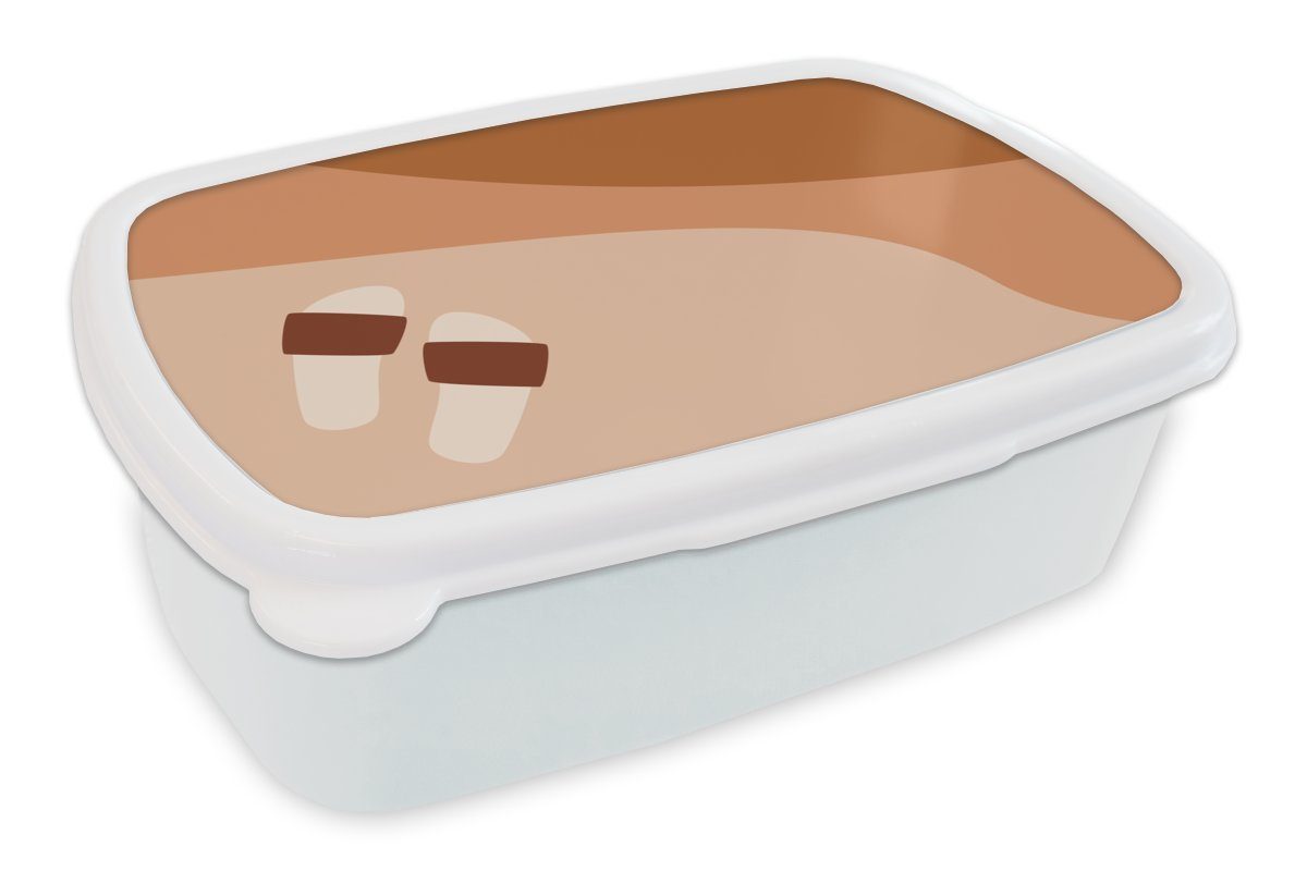 MuchoWow Lunchbox Sommer - Pantoffeln - Abstrakt, Kunststoff, (2-tlg), Brotbox für Kinder und Erwachsene, Brotdose, für Jungs und Mädchen weiß