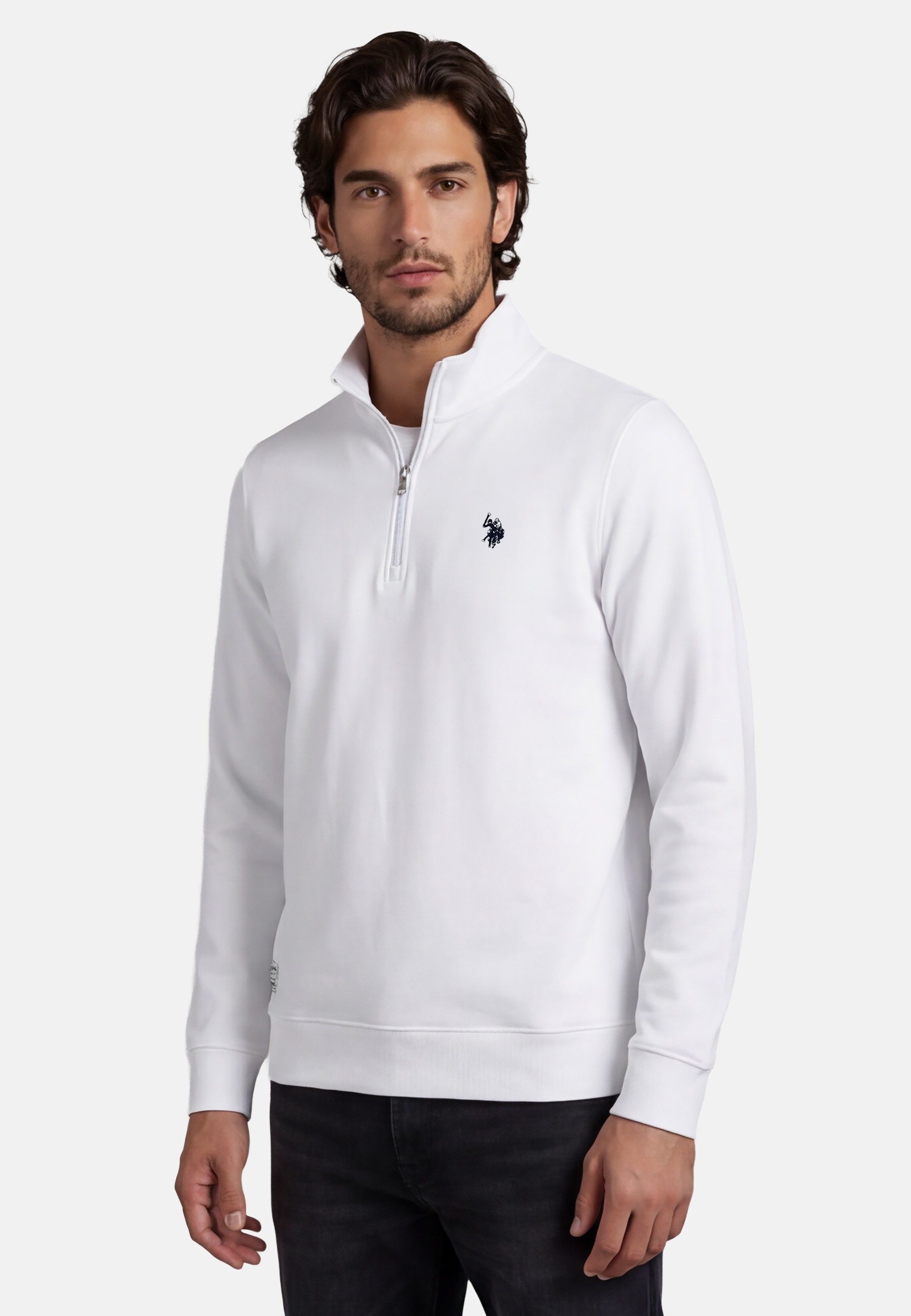 U.S. Polo Assn. Sweatshirt USChaase Herren Half-Zip – Pullover mit Stehkragen Baumwoll Sweatshirt mit Reißverschluss und Bündchen