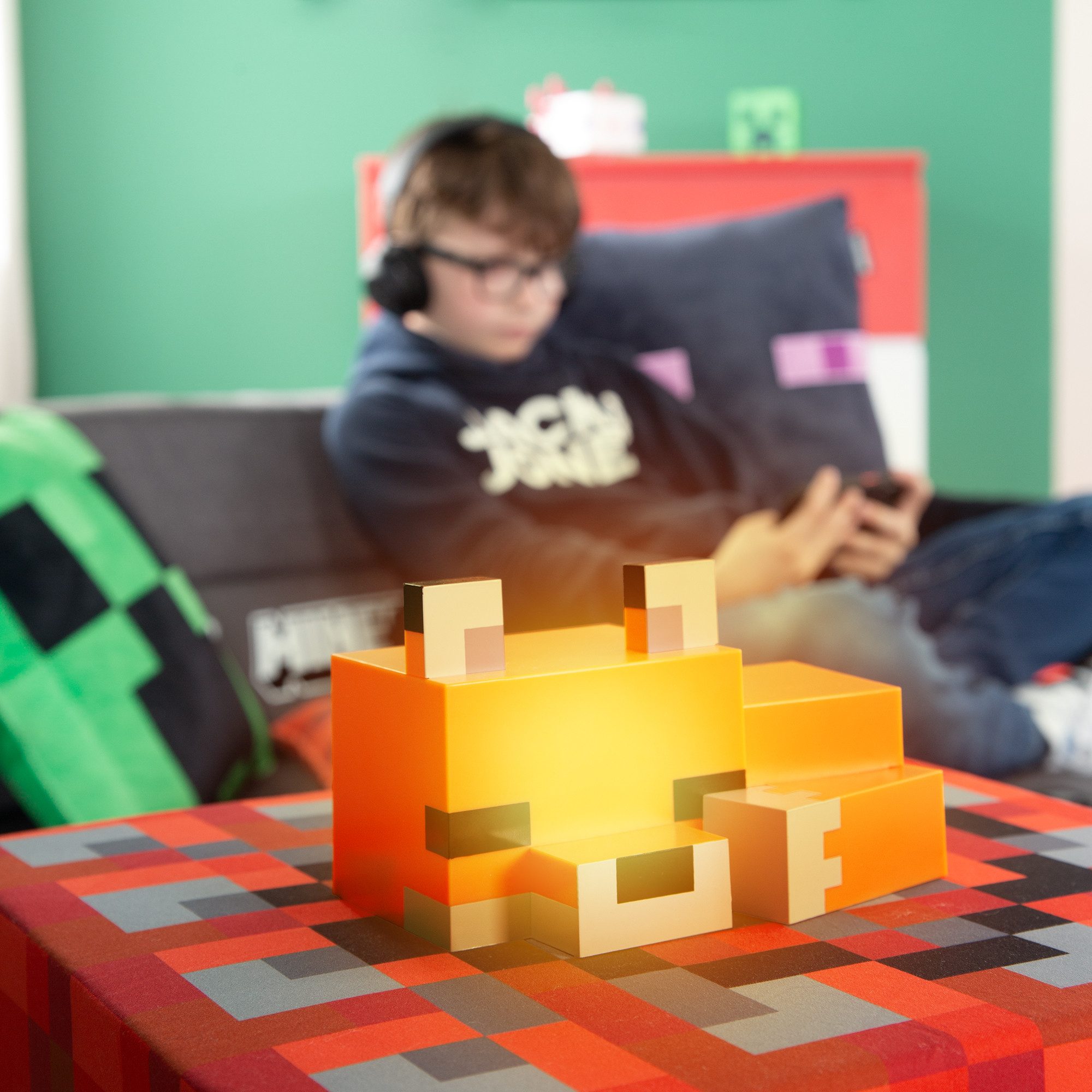 Minecraft LED Dekolicht - Deko für Minecraft Fans - Dekolampe, aufladbarer Akku, LED fest integriert, Designs: Fackel, Potion, Creeper, Netherite, Fuchsbaby oder Axolotl