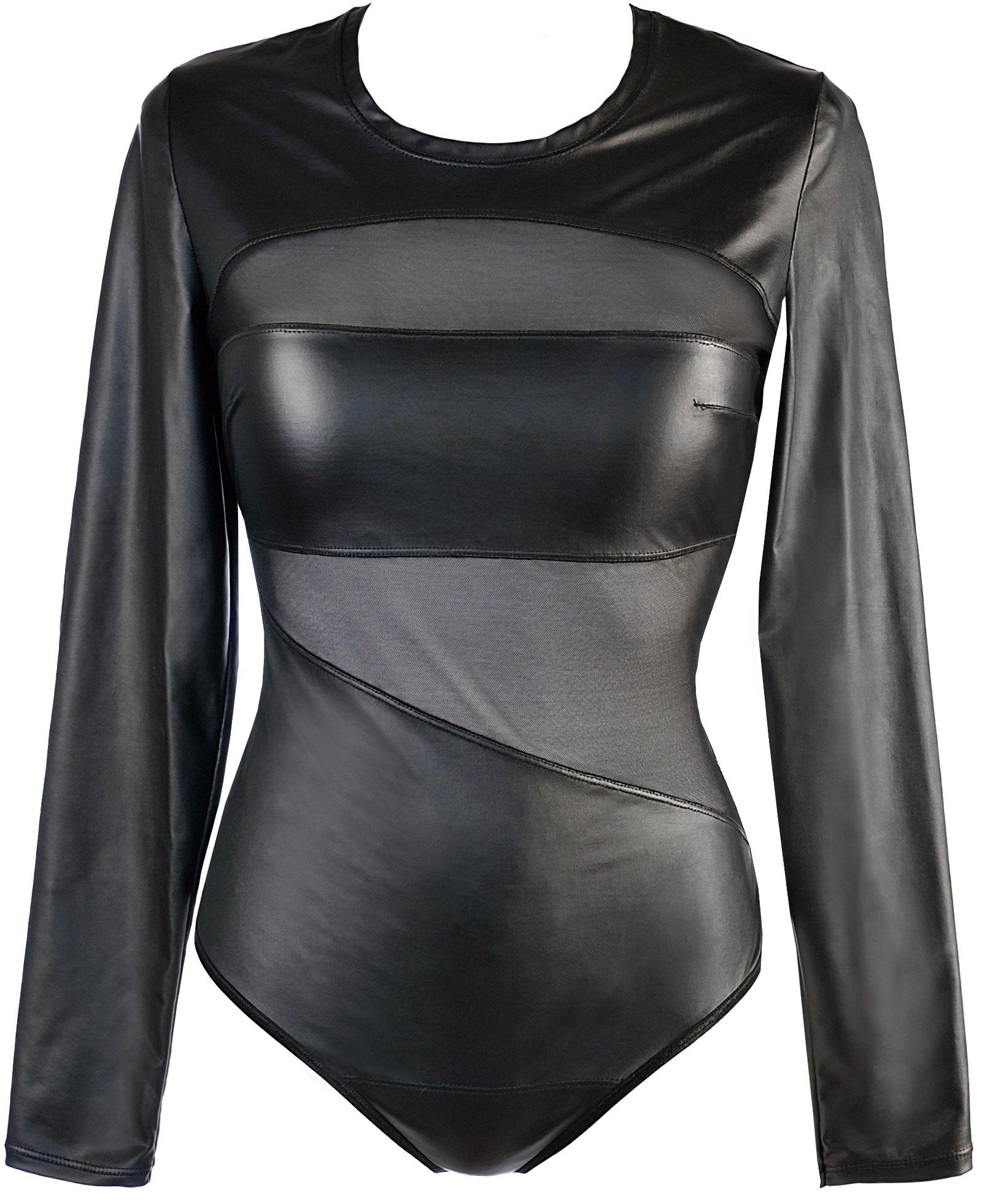 Axami Body Wetlook-Body in schwarz mit Tüll Latexlook