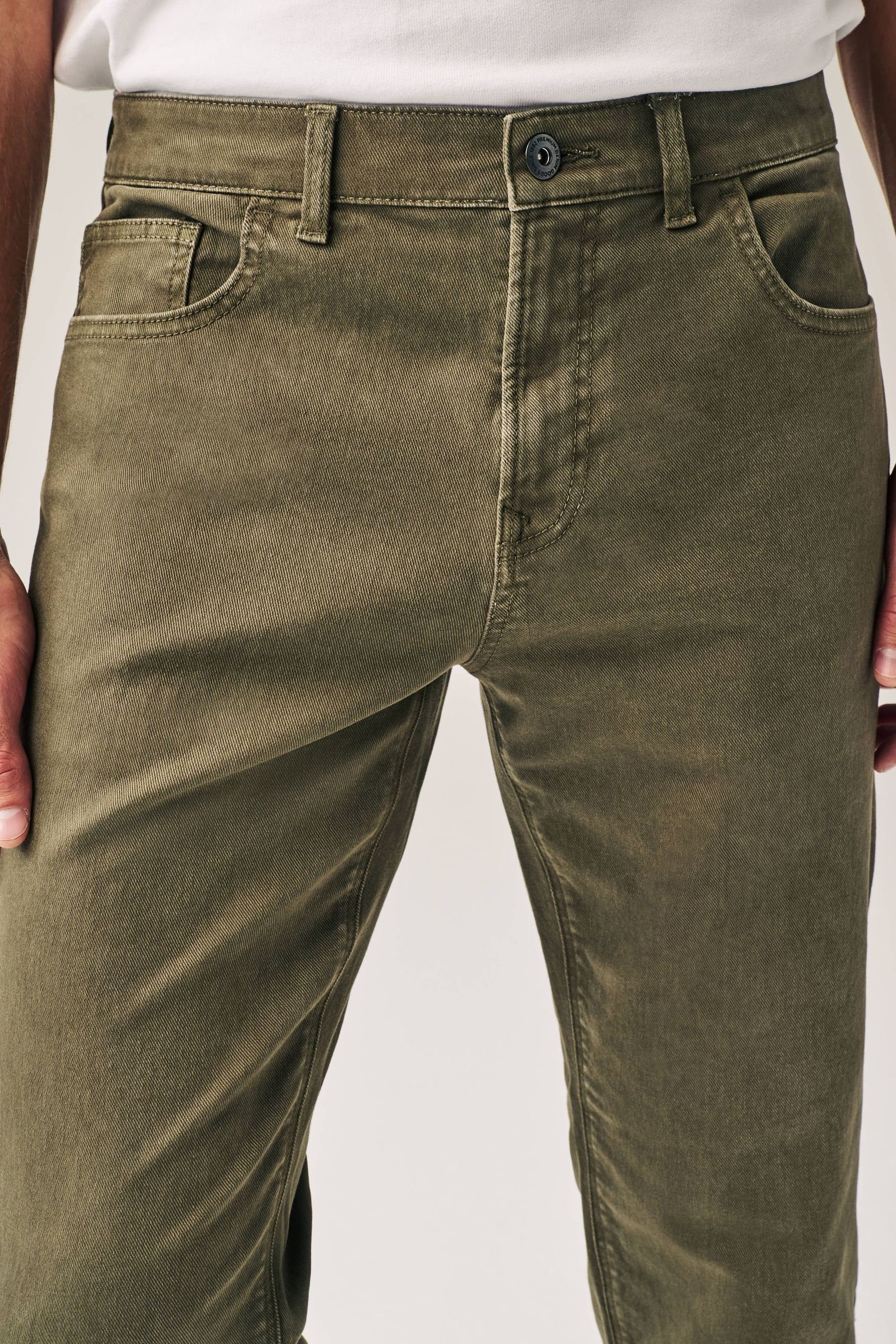(2-tlg) Next Straight Gürtel Fit Khaki Straight-Jeans Green Jeans mit