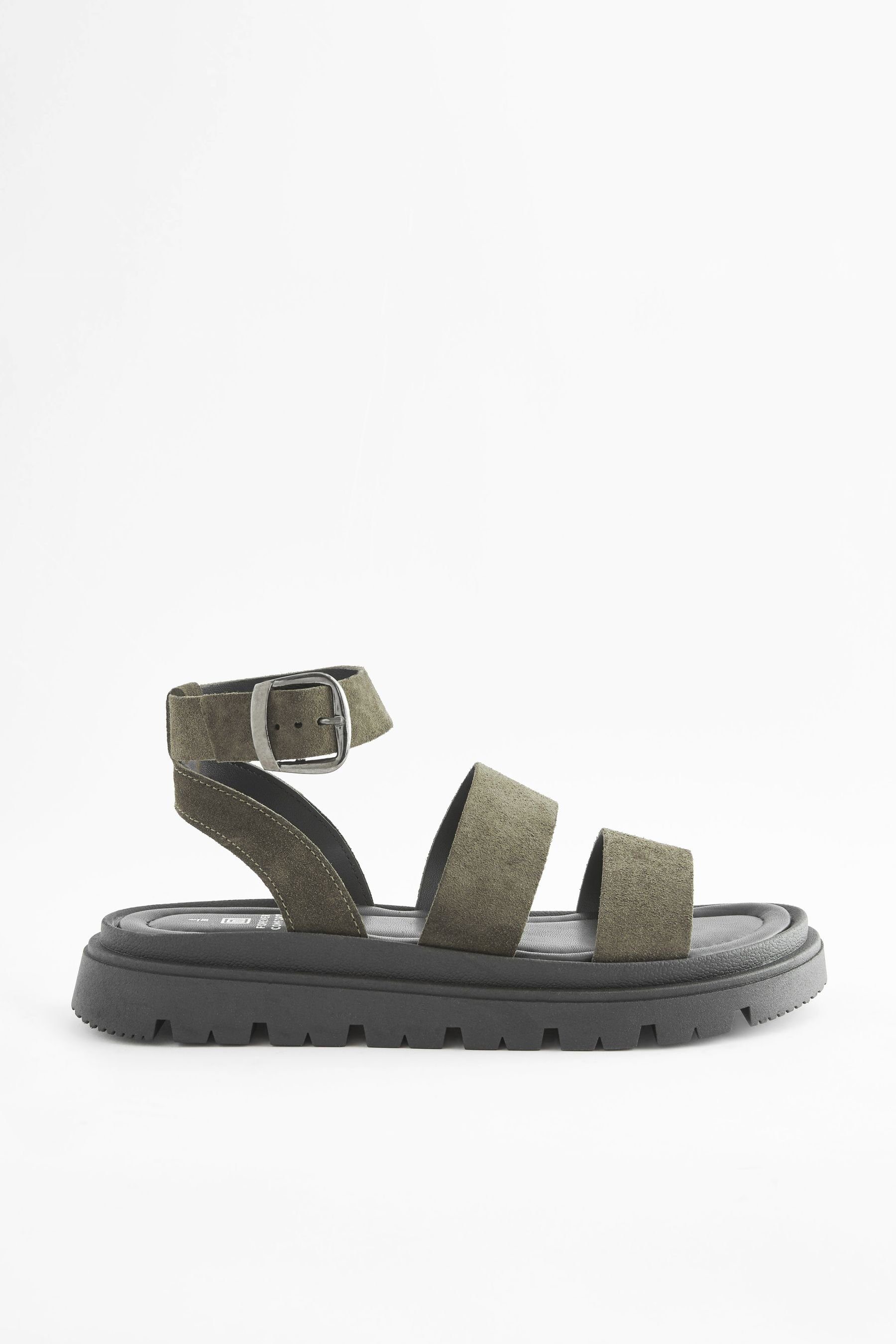 Next Forever Comfort® Profil-Sandalen mit Knöchelriemen Keilsandalette (1-tlg) Khaki Green