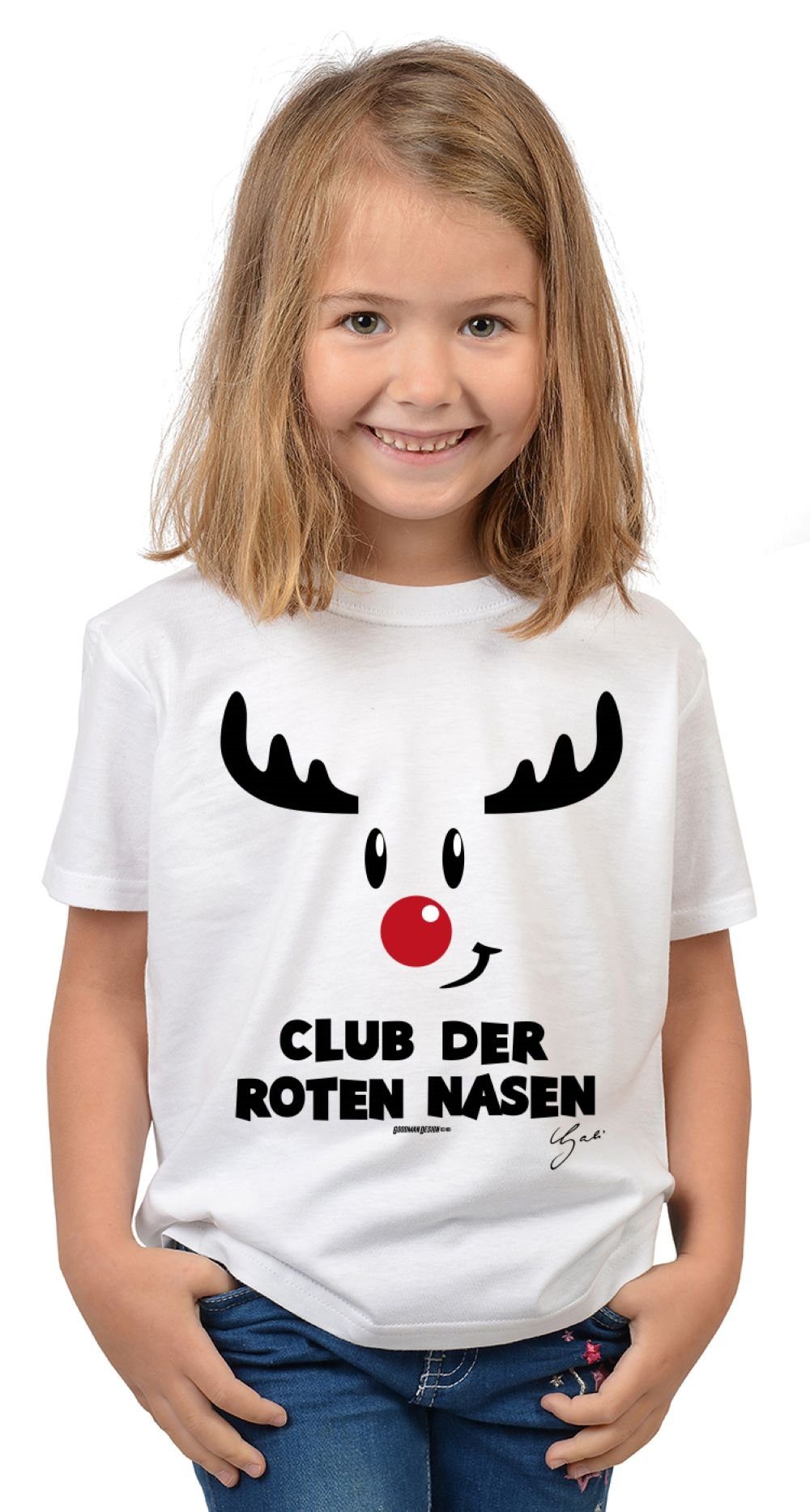 Nikolaus TShirt Weihnachtsmotiv Shirts Kindershirt Advent Weihnachten roten - weiß Kinder Geschenk-Shirt : T-Shirt der Tini Nasen - Club