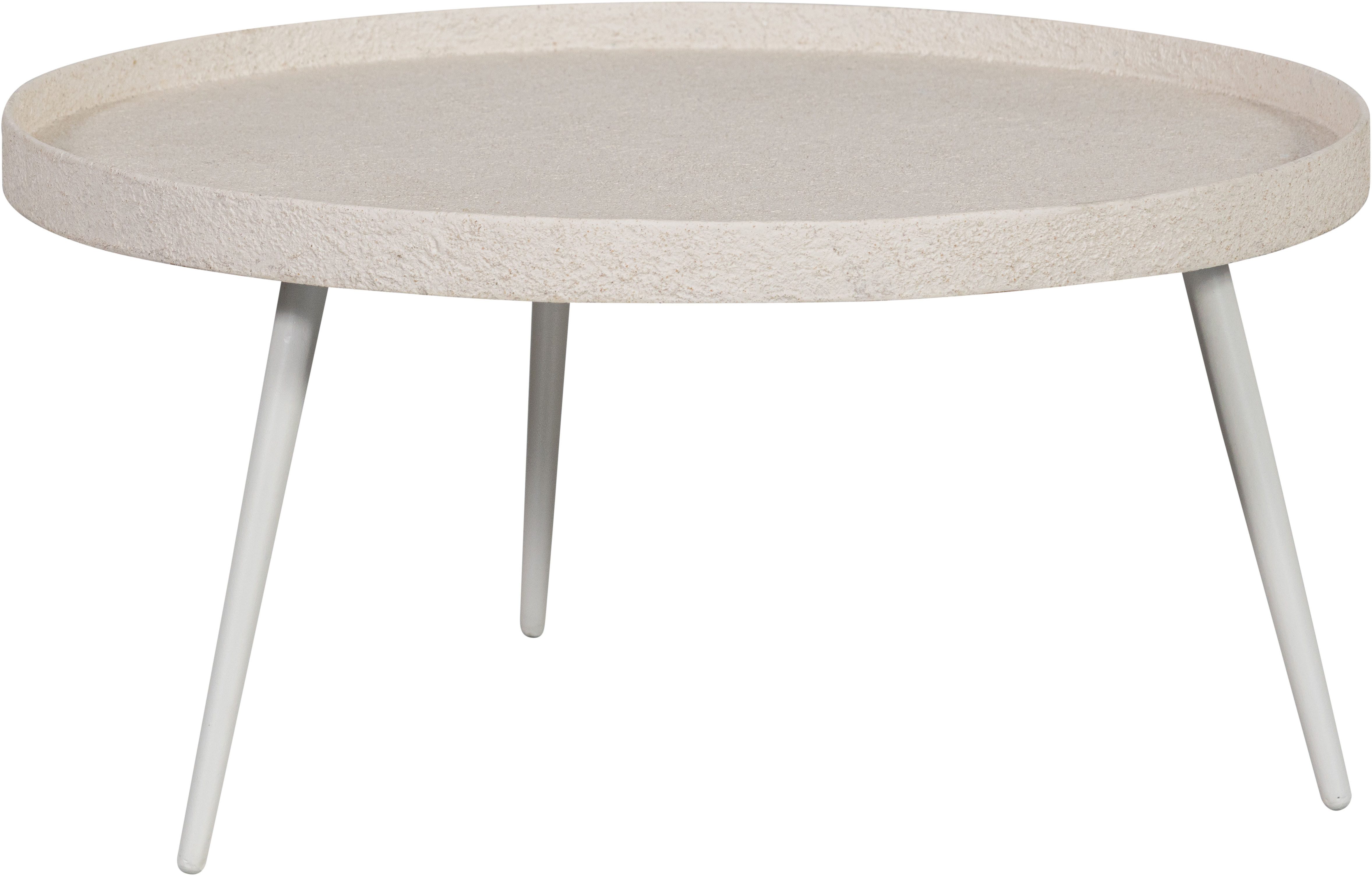 WOOOD Beistelltisch Bounds mit Metallbeinen und Multiplex-Zinkbeschichtung Ø 74 x H 40 cm, 4 cm Randerhöhung, Tragkraft 20 kg, Metallbeine Höhe 36 cm