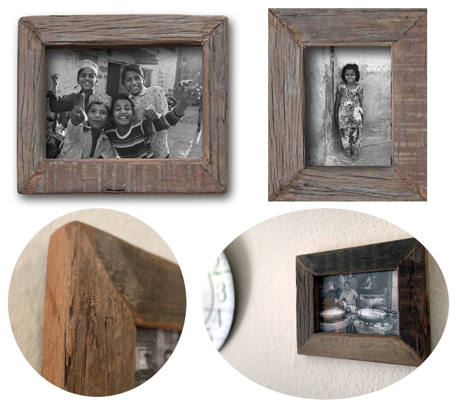 LS-LebenStil Bilderrahmen Vintage Holz Wand Fotorahmen Dehli Braun 10x15cm Retro, für 1 Bilder (1 St), Fotorahmen Aufsteller, Portrait Rechteckig 10x15cm, Ideal für Hochzeitsfotos Babybilder Kinderfotos Tauffotos Portraits