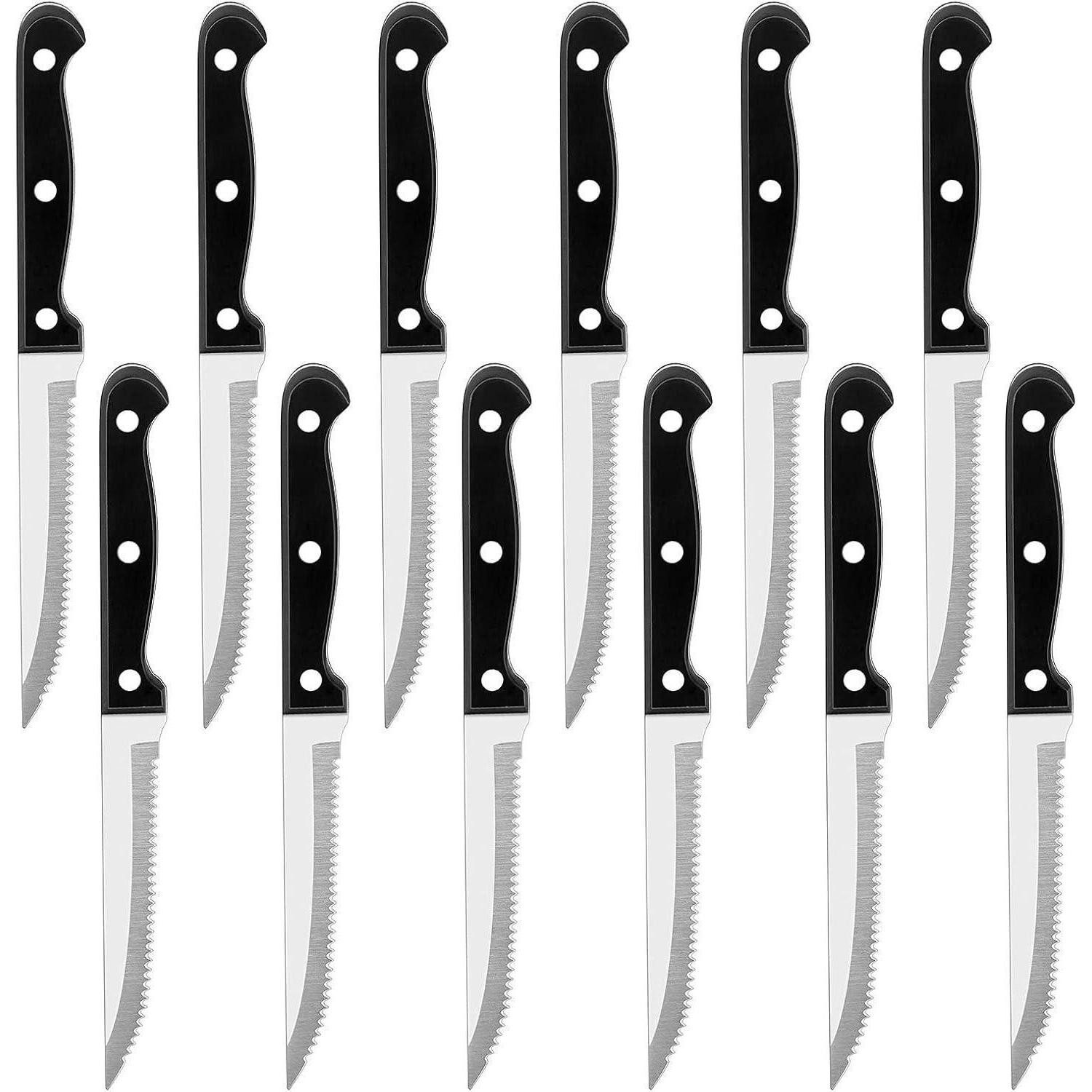 LuxusKollektion Steakmesser Steakmesser Set 12-tlg. Edelstahl Gezackt Rostfrei Spülmaschinenfest
