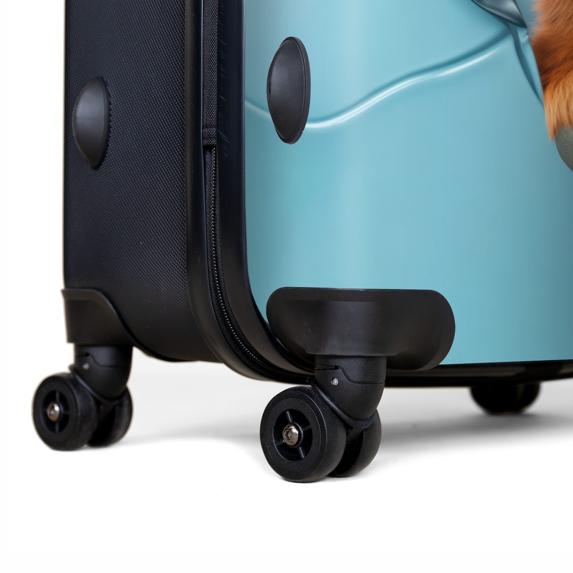 NoBoringSuitcases.com© Kinderkoffer Cartoonistische Kuh durchbricht Wand 77 cm - 98 L, 8 Rollen, Großer Reisetasche mit Rollen für 30kg, Kinderkoffer
