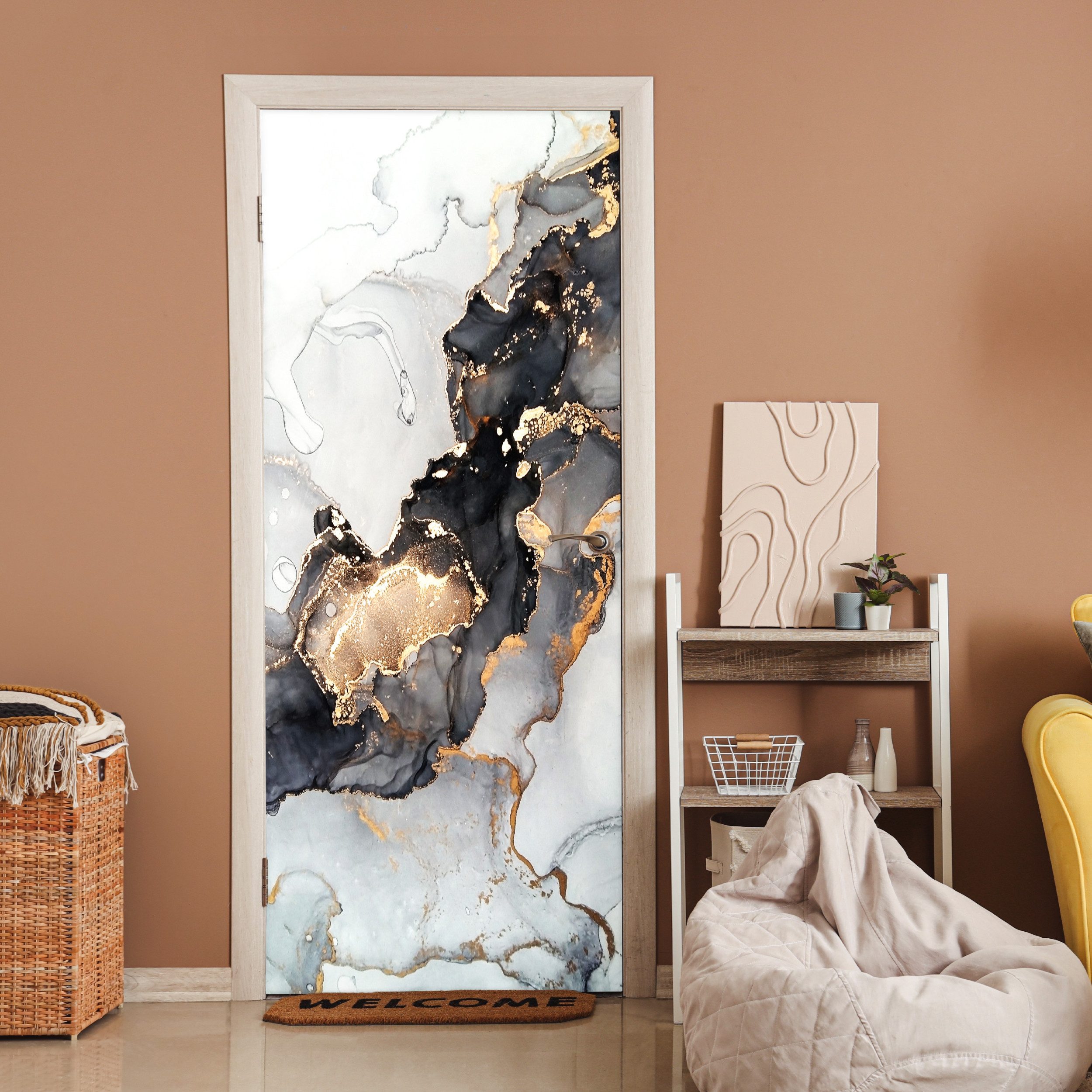 MuchoWow Türtapete Marmor - Schwarz - günstig online kaufen