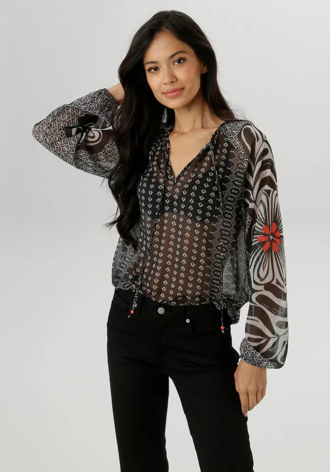 Aniston SELECTED Chiffonbluse aus transparentem Chiffon