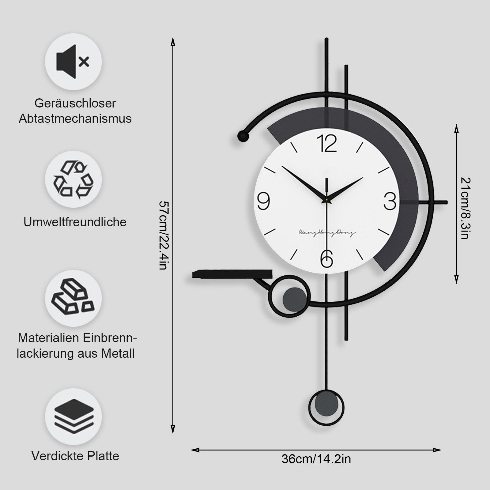 TWSOUL Wanduhr Groß Kreativität Dekorative Wanduhren mit Ablagetisch Metall günstig online kaufen