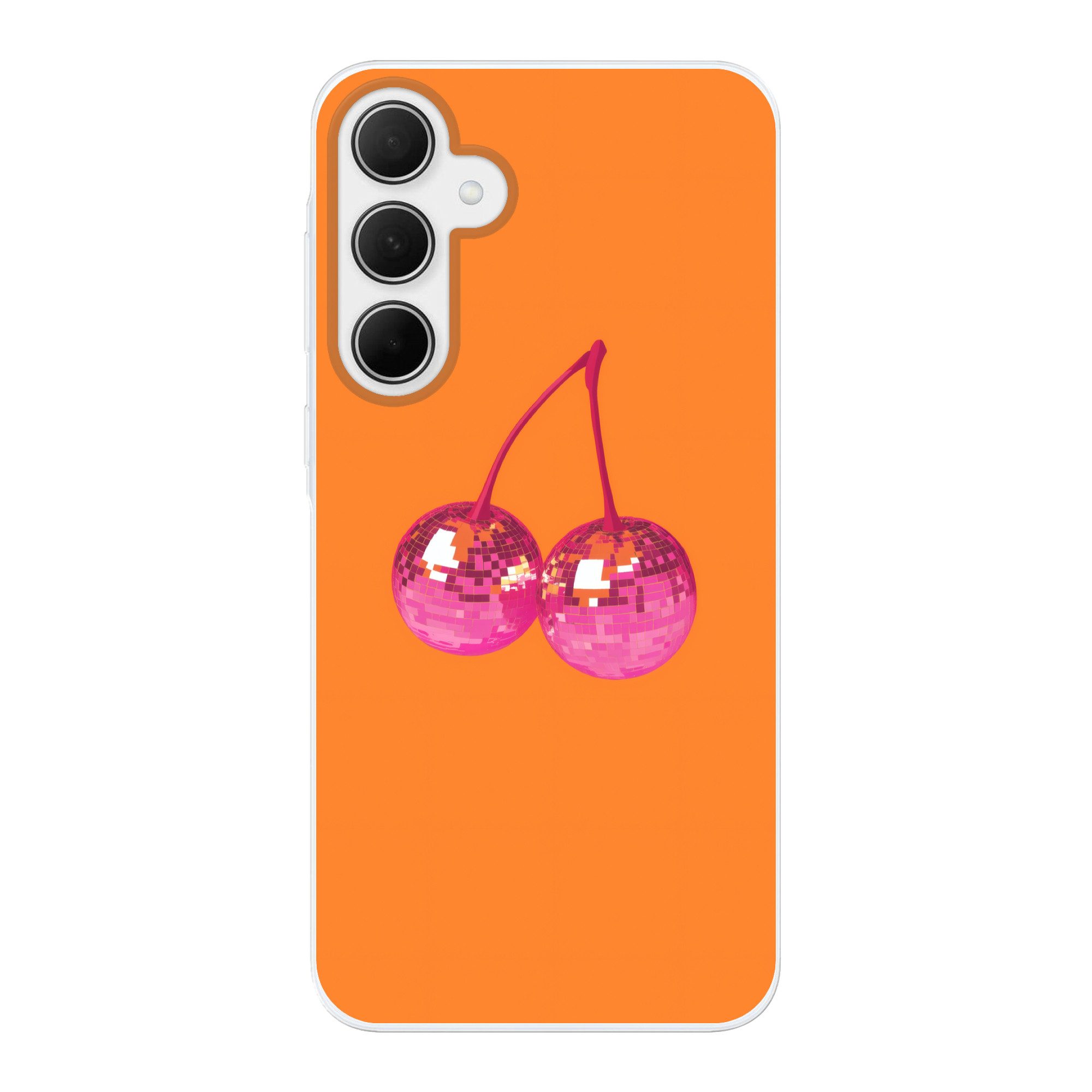 MuchoWow Handyhülle für Samsung Galaxy A35 5G Discokugeln - Kirsche - Spiegel - Rosa, Smartphone-Bumper, Print, Handy Schutzhülle Dünn