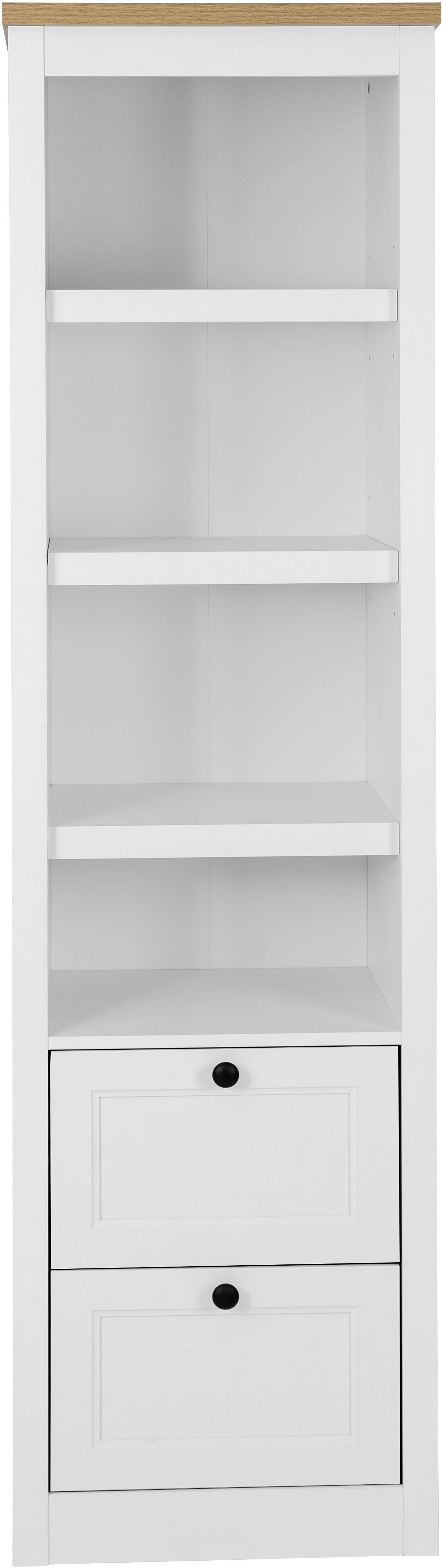 OTTO home Vitrine Rigny aus MDF, mit Holz-Zierleiste, schwarzem Metallgriff