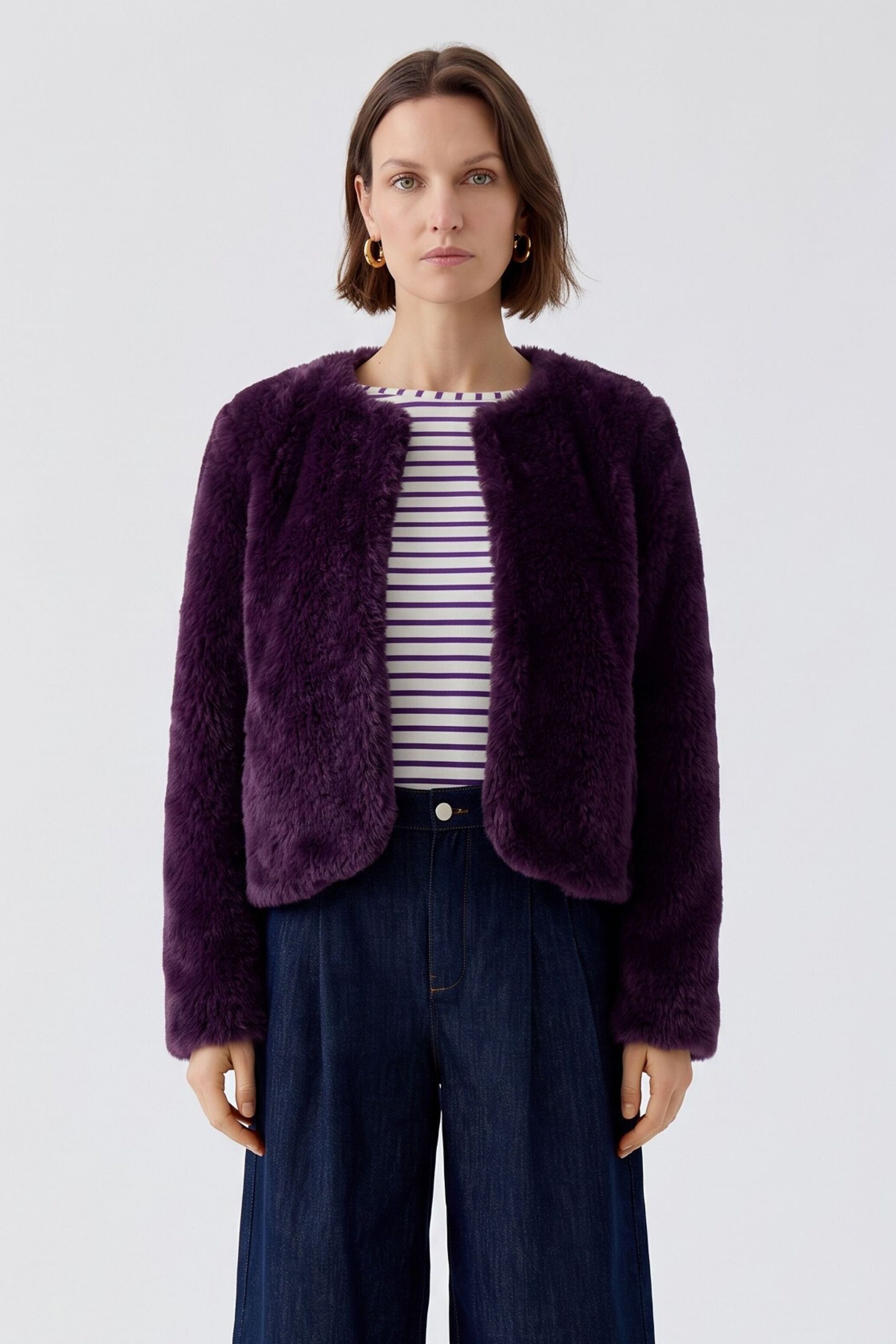 Oui Strickjacke Lässig geschnitten Rundhals