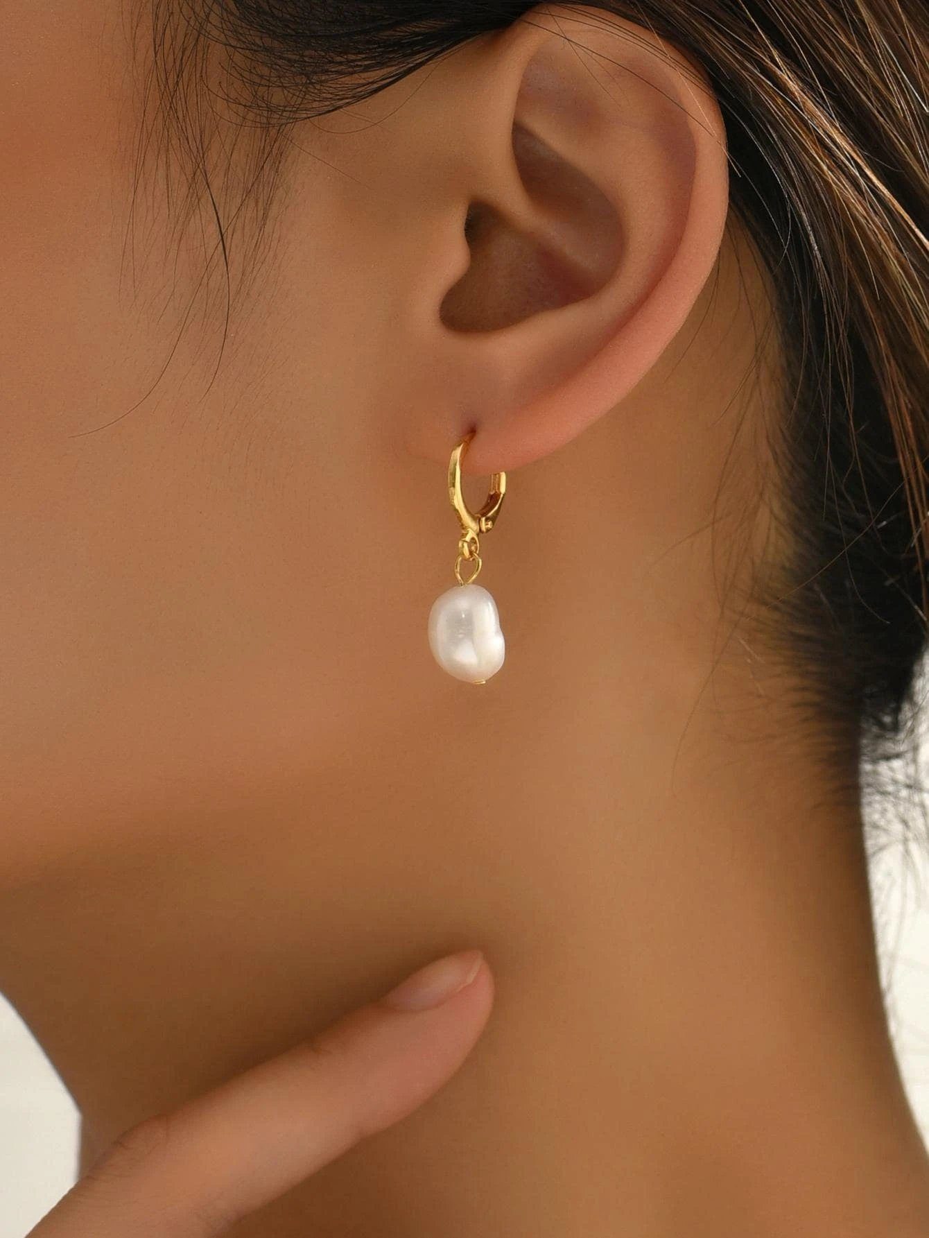 Haiaveng Paar Ohrhänger Goldschmuck 10mm (2-tlg), 13mm Silber Creolen für mit Perlen 925, Frauen Perlenohrringe Anhänger