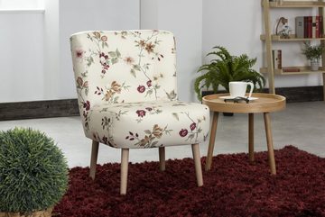 lovingHome® Sessel Sessel Fiola floral Blume mit mittlerer Sitzhärte (1 Stück), Zierknöpfe im Rücken