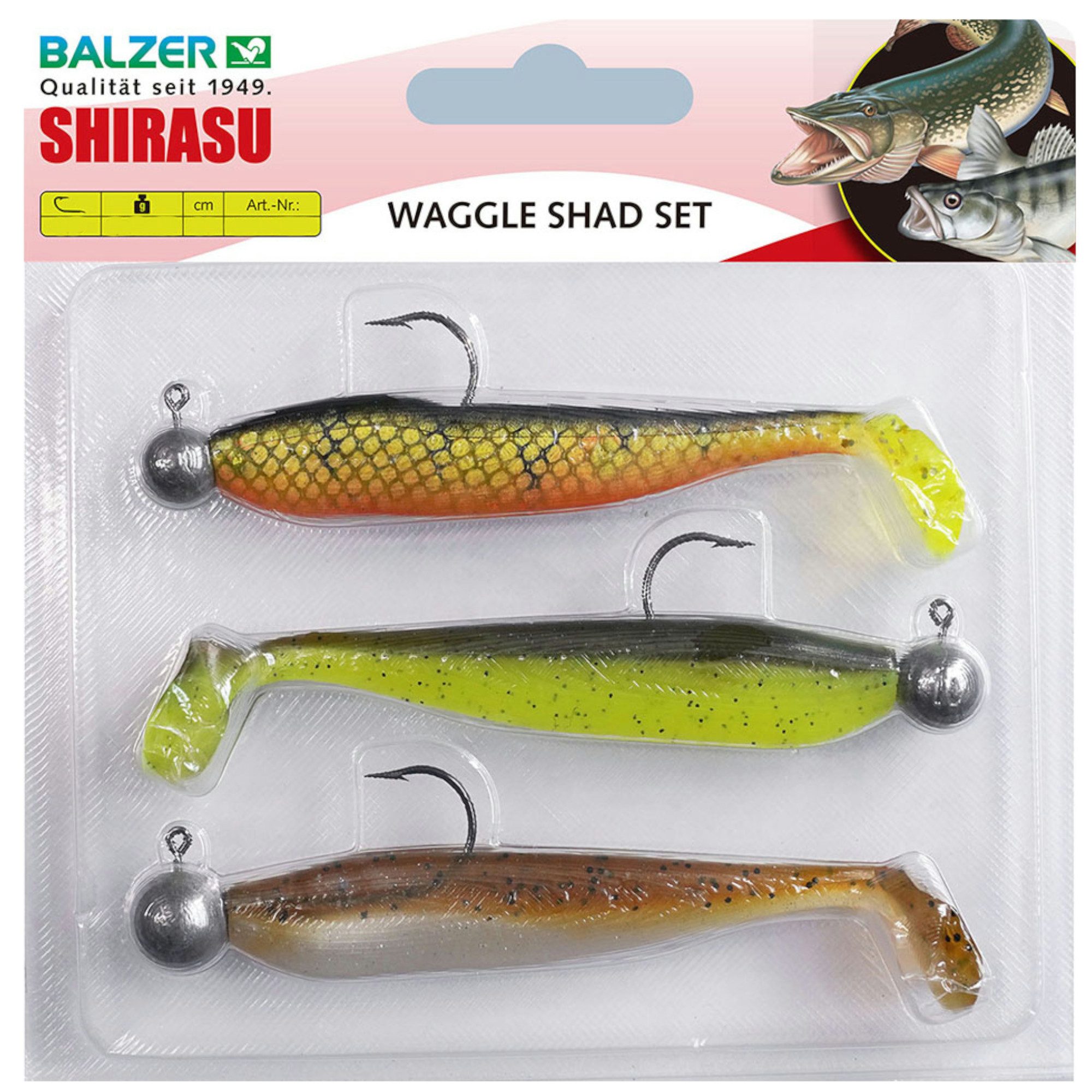 Kunstköder Waggle Shad Set, 7cm, 5g, 7,5g, 10g