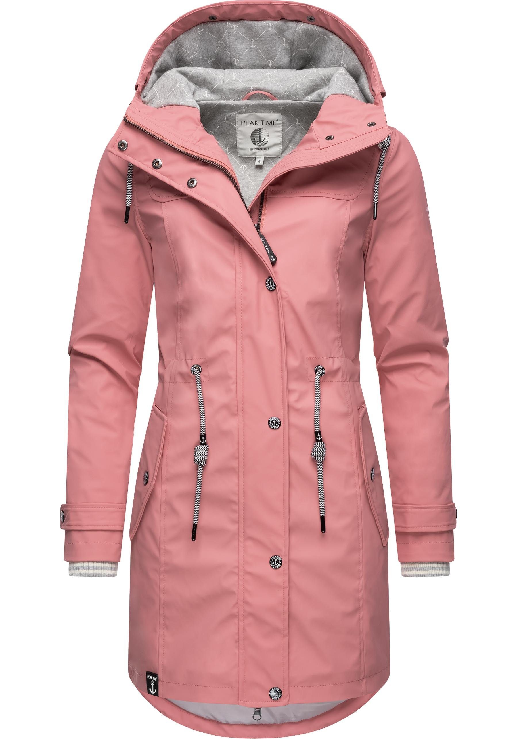 Damen TIME Regenjacke stylisch Regenmantel mauve für PEAK taillierter L60042