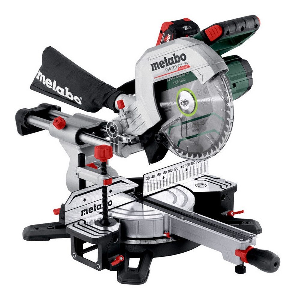 metabo Akku-Kapp-Gehrungssäge KGS 18 LTX BL 254, Kappsäge 2 x 8 Ah LiHD im Karton