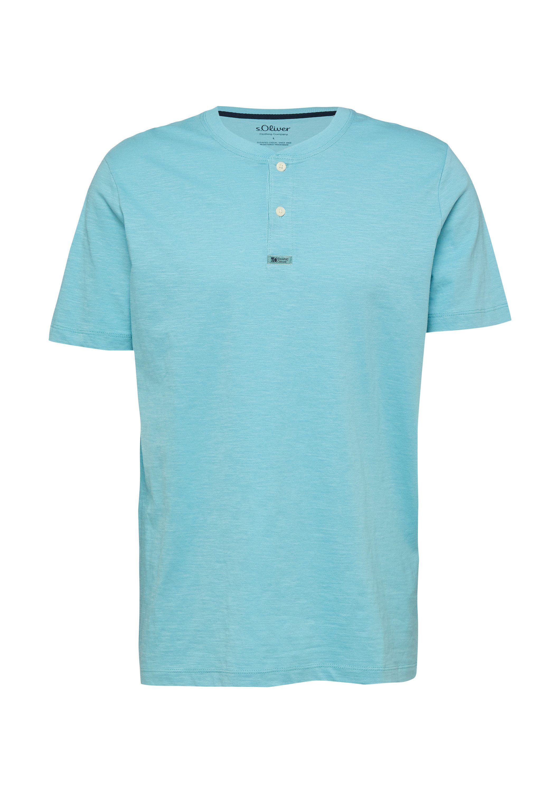 s.Oliver Kurzarmshirt T-Shirt Henley-Shirt in Flammgarnstruktur