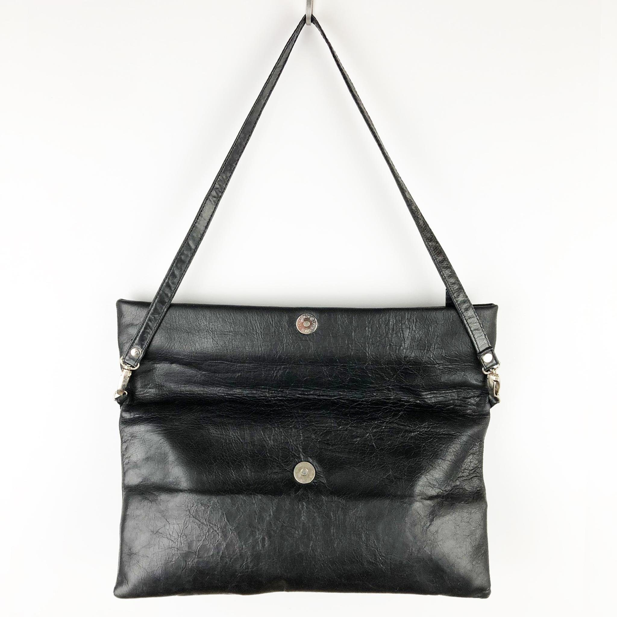 schwarz, goldmarie Leder DOU Handtasche Tasche Clutch Vintage DREIECK Muster