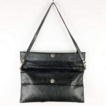 goldmarie Handtasche DOU DREIECK Muster Clutch Tasche schwarz, Vintage Leder