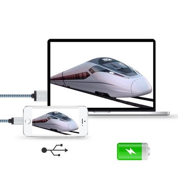 Elegear Nylon Ladekabel USB A Smartphone-Kabel, blauweiß für iphone, 2M