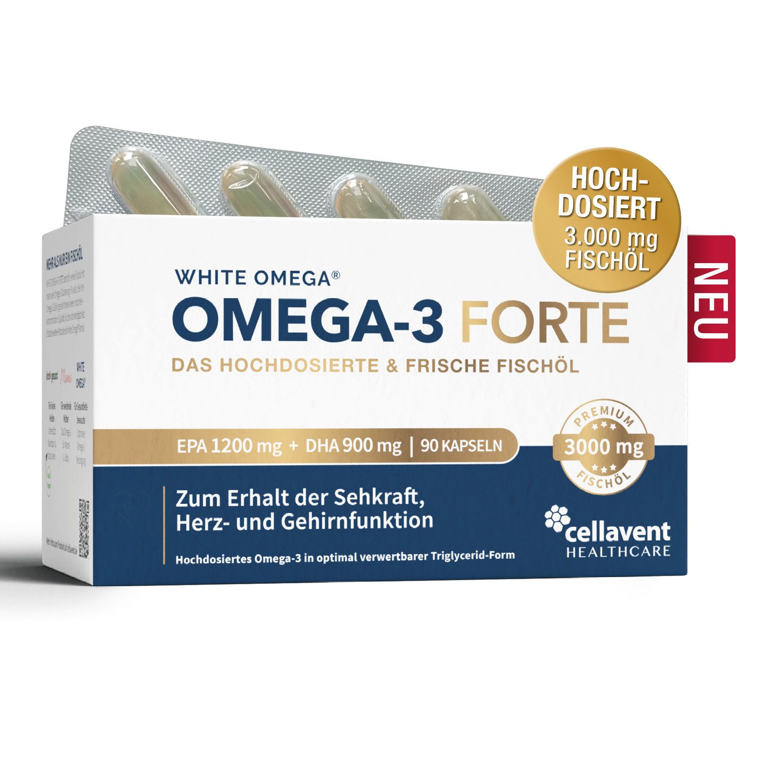Cellavent Healthcare White Omega® PLUS Forte Kapseln Kapseln, Hochdosiertes Fischöl